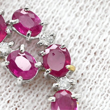 ノンブランド NON BRAND ルビー 0.8ct ダイヤモンド ペンダント ホワイトゴールド K18WG ルビー ダイヤモンド ネックレス 赤 レッド 6石 オーバルミックスカット 4Pダイヤ