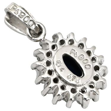 ノンブランド NON BRAND ブルーサファイア 0.7ct ダイヤモンド プラチナシルバー Pt900 サファイア ダイヤモンド ペンダントトップ 青 ブルー オーバルミックスカット ペンダントヘッド ネックレストップ Pt900