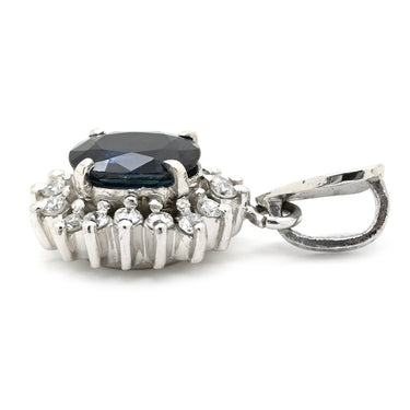 ノンブランド NON BRAND ブルーサファイア 0.7ct ダイヤモンド プラチナシルバー Pt900 サファイア ダイヤモンド ペンダントトップ 青 ブルー オーバルミックスカット ペンダントヘッド ネックレストップ Pt900