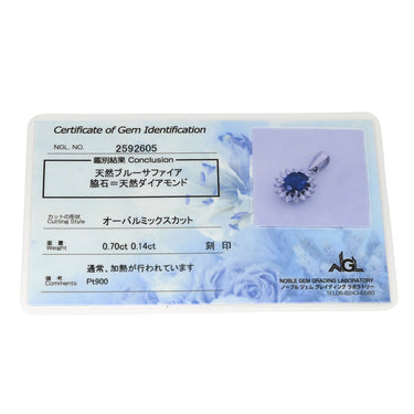 ノンブランド NON BRAND ブルーサファイア 0.7ct ダイヤモンド プラチナシルバー Pt900 サファイア ダイヤモンド ペンダントトップ 青 ブルー オーバルミックスカット ペンダントヘッド ネックレストップ Pt900