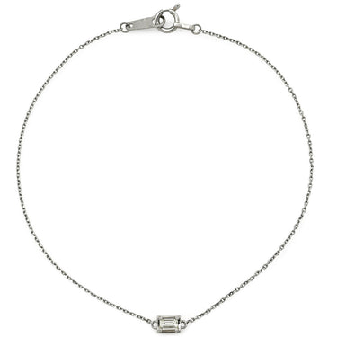 ノンブランド NON BRAND ダイヤ 0.10ct プラチナシルバー Pt900 ダイヤモンド Pt850(チェーン) ブレスレット 1P 1粒 1石 バゲットカット プラチナ チェーン
