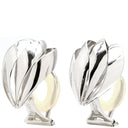 ノンブランド NON BRAND K14WG PT900 デザインイヤリング ホワイトゴールドXプラチナシルバー K14WG Pt900 イヤリング クリップ リーフ 透かし 585 14金 プラチナ