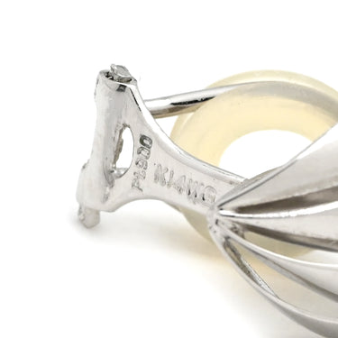 ノンブランド NON BRAND K14WG PT900 デザインイヤリング ホワイトゴールドXプラチナシルバー K14WG Pt900 イヤリング クリップ リーフ 透かし 585 14金 プラチナ