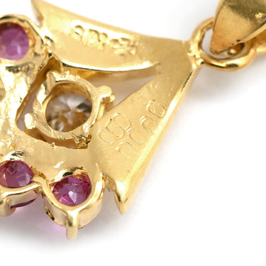 ノンブランド NON BRAND ルビー 0.50ct ダイヤモンド イエローゴールド K18YG ルビー ダイヤモンド ペンダントトップ リボン 赤 レッド ミックスカット チャーム ネックレストップ 18K 18金 750YG