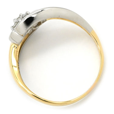 ノンブランド NON BRAND ダイヤ 0.11ct イエローゴールド×プラチナシルバー K18YG Pt850 ダイヤモンド リング 指輪 K18YG×PT Au750 18K 18金 プラチナ Pt850 メレ 7P 7石 7粒 フラワーモチーフ ウェーブ 13.5号