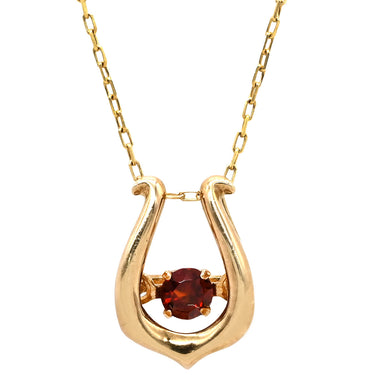 ノンブランド NON BRAND ガーネット U字ペンダント イエローゴールド K10 ガーネット ネックレス 10K ホースシュー 馬蹄 ネックジュエリー
