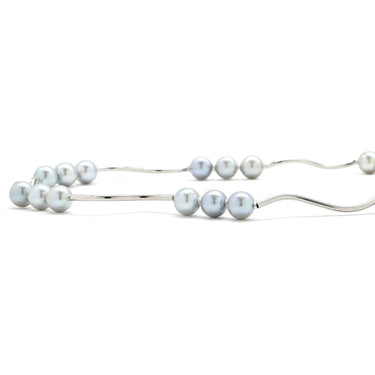 ノンブランド NON BRAND 7mm パール ペンダント グレー×シルバー パール シルバー ネックレス 真珠 アコヤ あこや シルバーグレイ 灰色 波型 パールステーション プリンセスサイズ 43.5cm