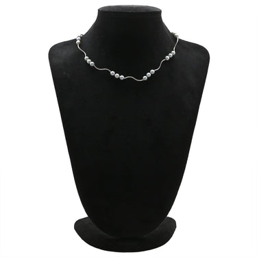 ノンブランド NON BRAND 7mm パール ペンダント グレー×シルバー パール シルバー ネックレス 真珠 アコヤ あこや シルバーグレイ 灰色 波型 パールステーション プリンセスサイズ 43.5cm