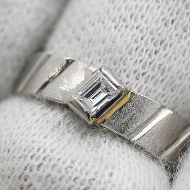 ノンブランド NON BRAND ダイヤ プラチナシルバー Pt900 ダイヤモンド リング 指輪 0.10ct プラチナム Pt900 バゲットカット 1P 1石 1粒 艶消し マット加工 ミニサイズ ピンキーリング 7号