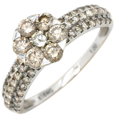 ノンブランド NON BRAND ダイヤリング ホワイトゴールド K18WG ダイヤモンド リング 指輪 ダイヤモンド 18K WG 縦爪 フラワーモチーフ 花 750 12号