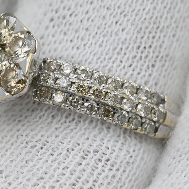 ノンブランド NON BRAND ダイヤリング ホワイトゴールド K18WG ダイヤモンド リング 指輪 ダイヤモンド 18K WG 縦爪 フラワーモチーフ 花 750 12号