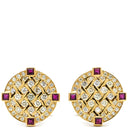 ノンブランド NON BRAND カフリンクス ダイヤ×ルビー イエローゴールド×シルバー K18YG ダイヤモンド ルビー カフス Au750 18K 18金 ラウンド