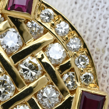 ノンブランド NON BRAND カフリンクス ダイヤ×ルビー イエローゴールド×シルバー K18YG ダイヤモンド ルビー カフス Au750 18K 18金 ラウンド