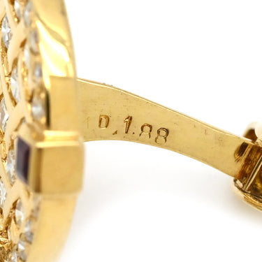 ノンブランド NON BRAND カフリンクス ダイヤ×ルビー イエローゴールド×シルバー K18YG ダイヤモンド ルビー カフス Au750 18K 18金 ラウンド