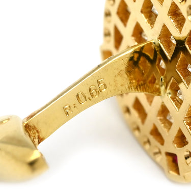 ノンブランド NON BRAND カフリンクス ダイヤ×ルビー イエローゴールド×シルバー K18YG ダイヤモンド ルビー カフス Au750 18K 18金 ラウンド