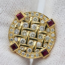 ノンブランド NON BRAND カフリンクス ダイヤ×ルビー イエローゴールド×シルバー K18YG ダイヤモンド ルビー カフス Au750 18K 18金 ラウンド