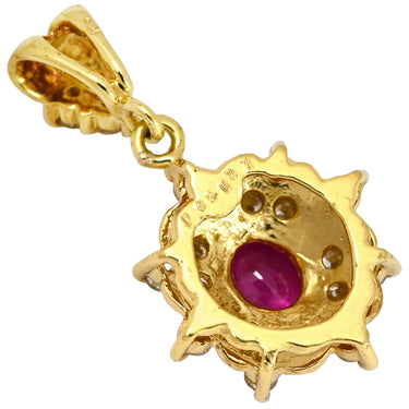ノンブランド NON BRAND ルビー 0.45ct ダイヤモンド イエローゴールド K18YG ルビー ダイヤモンド ペンダントトップ 赤 レッド オーバルミックスカット チャーム ネックレストップ 18K 750YG