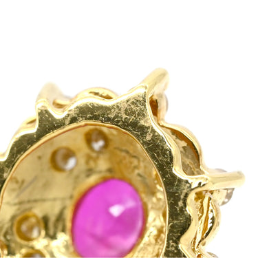 ノンブランド NON BRAND ルビー 0.45ct ダイヤモンド イエローゴールド K18YG ルビー ダイヤモンド ペンダントトップ 赤 レッド オーバルミックスカット チャーム ネックレストップ 18K 750YG