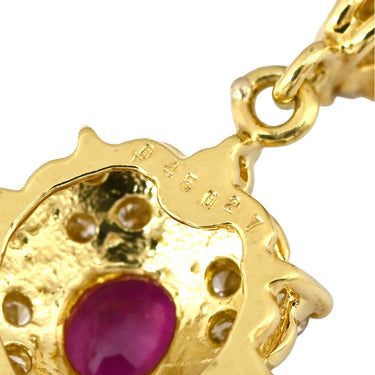 ノンブランド NON BRAND ルビー 0.45ct ダイヤモンド イエローゴールド K18YG ルビー ダイヤモンド ペンダントトップ 赤 レッド オーバルミックスカット チャーム ネックレストップ 18K 750YG