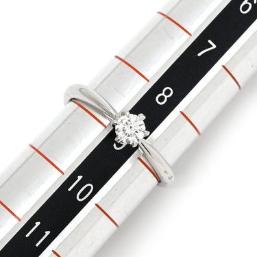 ノンブランド NON BRAND ダイヤ 立爪リング プラチナシルバー Pt950 ダイヤモンド リング 指輪 1P 1石 1粒 ダイヤモンド イニシャル刻印あり 9号