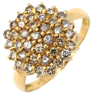 ノンブランド NON BRAND ダイヤリング フラワーモチーフ イエローゴールド K18YG ダイヤモンド リング 指輪 花 18KT 750 YG ダイヤモンド 大きめ 1.00ct 16号