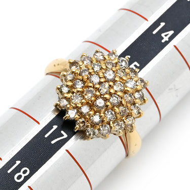 ノンブランド NON BRAND ダイヤリング フラワーモチーフ イエローゴールド K18YG ダイヤモンド リング 指輪 花 18KT 750 YG ダイヤモンド 大きめ 1.00ct 16号