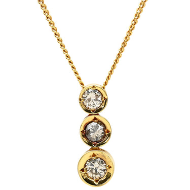 ノンブランド NON BRAND ダイヤペンダント イエローゴールド K18YG ダイヤモンド ネックレス 750 18K 3石 3粒 ダイヤモンド