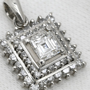 ノンブランド NON BRAND SI1 ダイヤモンド 0.6ct プラチナシルバー Pt900 ダイヤモンド ペンダントトップ スクエアカット 四角 ネックレストップ ペンダントヘッド チャーム プラチナ900