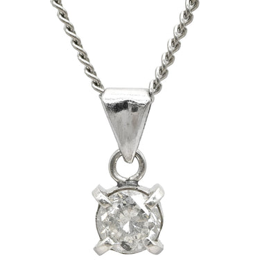 ノンブランド NON BRAND ダイヤ ペンダント プラチナシルバー Pt900 ダイヤモンド Pt850(チェーン) ネックレス プラチナム 1P 1石 1粒 ソリテール 4本爪 ラウンド チェーン