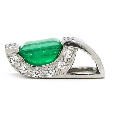 ノンブランド NON BRAND エメラルド ダイヤ エメラルドグリーン×プラチナシルバー Pt900 エメラルド ダイヤモンド ペンダントトップ 緑 ネックレストップ エメラルドカット スクエア プラチナム