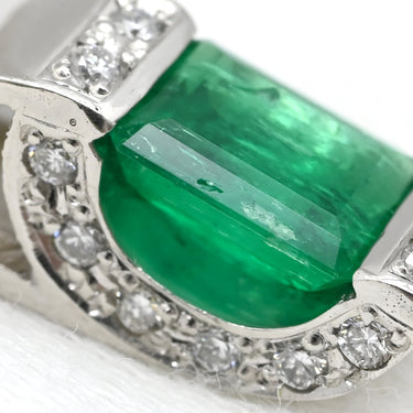 ノンブランド NON BRAND エメラルド ダイヤ エメラルドグリーン×プラチナシルバー Pt900 エメラルド ダイヤモンド ペンダントトップ 緑 ネックレストップ エメラルドカット スクエア プラチナム