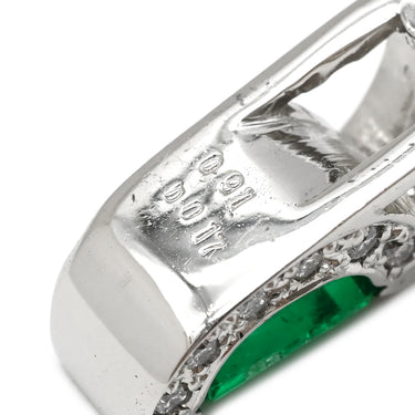 ノンブランド NON BRAND エメラルド ダイヤ エメラルドグリーン×プラチナシルバー Pt900 エメラルド ダイヤモンド ペンダントトップ 緑 ネックレストップ エメラルドカット スクエア プラチナム