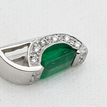 ノンブランド NON BRAND エメラルド ダイヤ エメラルドグリーン×プラチナシルバー Pt900 エメラルド ダイヤモンド ペンダントトップ 緑 ネックレストップ エメラルドカット スクエア プラチナム