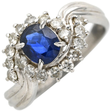 ノンブランド NON BRAND ブルーサファイア 0.56ct ダイヤリング プラチナシルバー Pt900 サファイア ダイヤモンド リング 指輪 青 Pt900 オーバルミックスカット 1石 10号