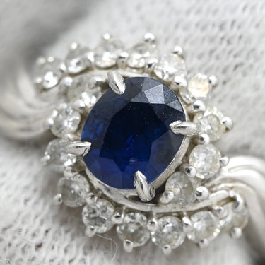 ノンブランド NON BRAND ブルーサファイア 0.56ct ダイヤリング プラチナシルバー Pt900 サファイア ダイヤモンド リング 指輪 青 Pt900 オーバルミックスカット 1石 10号