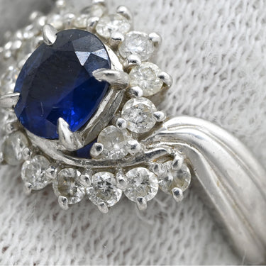 ノンブランド NON BRAND ブルーサファイア 0.56ct ダイヤリング プラチナシルバー Pt900 サファイア ダイヤモンド リング 指輪 青 Pt900 オーバルミックスカット 1石 10号