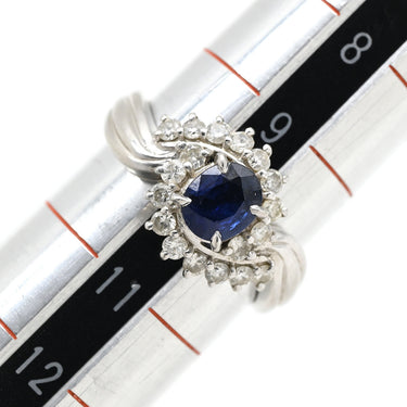 ノンブランド NON BRAND ブルーサファイア 0.56ct ダイヤリング プラチナシルバー Pt900 サファイア ダイヤモンド リング 指輪 青 Pt900 オーバルミックスカット 1石 10号