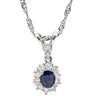 ノンブランド NON BRAND ブルーサファイア ダイヤ ブルー×プラチナシルバー Pt900 サファイア ダイヤモンド Pt850(チェーン) ネックレス オーバルカット Pt900 プラチナム 青 メレ フラワーモチーフ ヘイロー スクリューチェーン