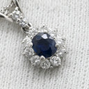 ノンブランド NON BRAND ブルーサファイア ダイヤ ブルー×プラチナシルバー Pt900 サファイア ダイヤモンド Pt850(チェーン) ネックレス オーバルカット Pt900 プラチナム 青 メレ フラワーモチーフ ヘイロー スクリューチェーン