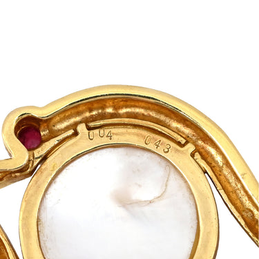 ノンブランド NON BRAND パール ルビー ダイヤ パールホワイト×イエローゴールド K18YG パール ダイヤモンド ルビー ペンダントトップ 赤 ネックレストップ マベパール ホワイトパール 真珠 18K YG 750