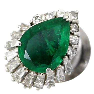 ノンブランド NON BRAND エメラルド 0.96ct ダイヤモンド ピンブローチ プラチナシルバー Pt850 エメラルド ダイヤモンド ブローチ 緑 グリーン 1石 ペアシェイプカット