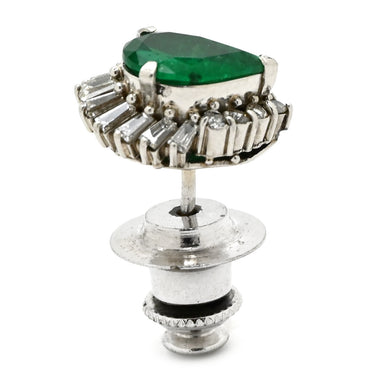 ノンブランド NON BRAND エメラルド 0.96ct ダイヤモンド ピンブローチ プラチナシルバー Pt850 エメラルド ダイヤモンド ブローチ 緑 グリーン 1石 ペアシェイプカット
