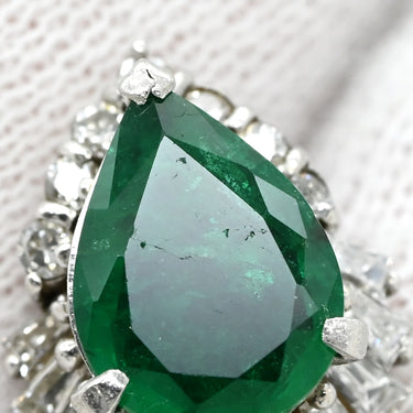 ノンブランド NON BRAND エメラルド 0.96ct ダイヤモンド ピンブローチ プラチナシルバー Pt850 エメラルド ダイヤモンド ブローチ 緑 グリーン 1石 ペアシェイプカット