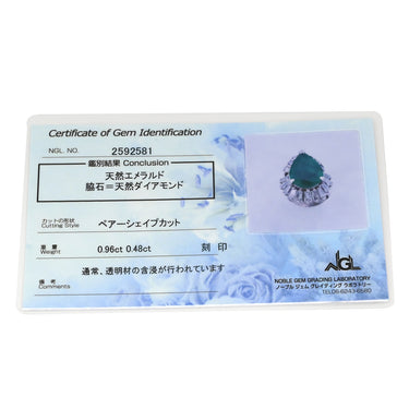 ノンブランド NON BRAND エメラルド 0.96ct ダイヤモンド ピンブローチ プラチナシルバー Pt850 エメラルド ダイヤモンド ブローチ 緑 グリーン 1石 ペアシェイプカット