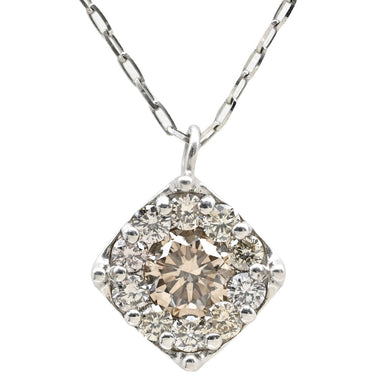 ノンブランド NON BRAND ダイヤ ペンダント プラチナシルバー Pt900 ダイヤモンド Pt850(チェーン) ネックレス プラチナム ひし形 角型 スクエア カラーダイヤ