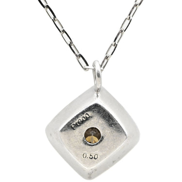 ノンブランド NON BRAND ダイヤ ペンダント プラチナシルバー Pt900 ダイヤモンド Pt850(チェーン) ネックレス プラチナム ひし形 角型 スクエア カラーダイヤ