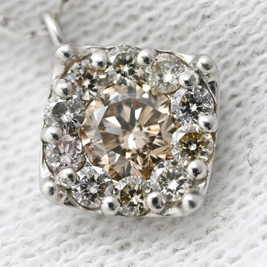 ノンブランド NON BRAND ダイヤ ペンダント プラチナシルバー Pt900 ダイヤモンド Pt850(チェーン) ネックレス プラチナム ひし形 角型 スクエア カラーダイヤ