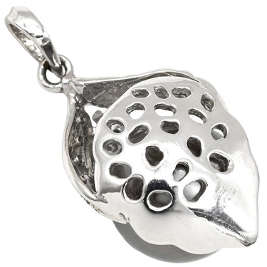 ノンブランド NON BRAND 黒蝶パール 12ｍｍ ダイヤモンド ホワイトゴールド K18WG パール ペンダントトップ 真珠 黒 シルバー 750 18金 ネックレストップ チャーム ラウンドシェイプ