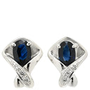 ノンブランド NON BRAND ホワイトゴールド×プラチナム×ブルー K14WG ダイヤモンド ブルーサファイア イヤリング ブルーサファイア 14K WG 14金 Pt850 ダイヤ ひねりデザイン