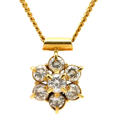 ノンブランド NON BRAND ダイヤ ペンダント イエローゴールド×シルバー K18YG ダイヤモンド ネックレス Au750 18K 18金 7P 7石 7粒 フラワーモチーフ 花